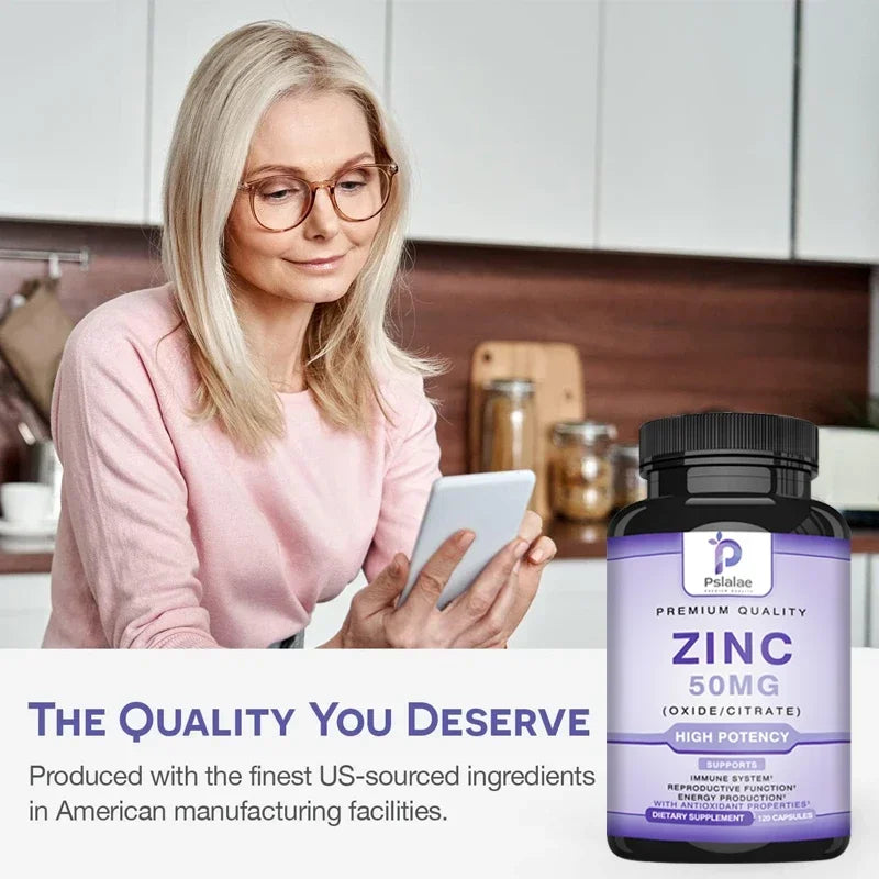 Zinc Supplements - Promotes Energy Production, Supports Immune System and Overall Health