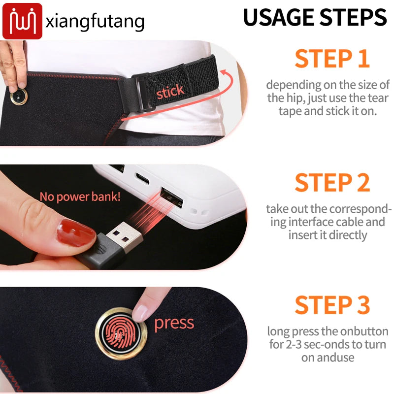 Cordless Heated Hip Support Brace with Massager for Sciatica Pain Relief Lower Back Therapy Hip Heating Pad for Physical Healing - Path to Self-Improvement