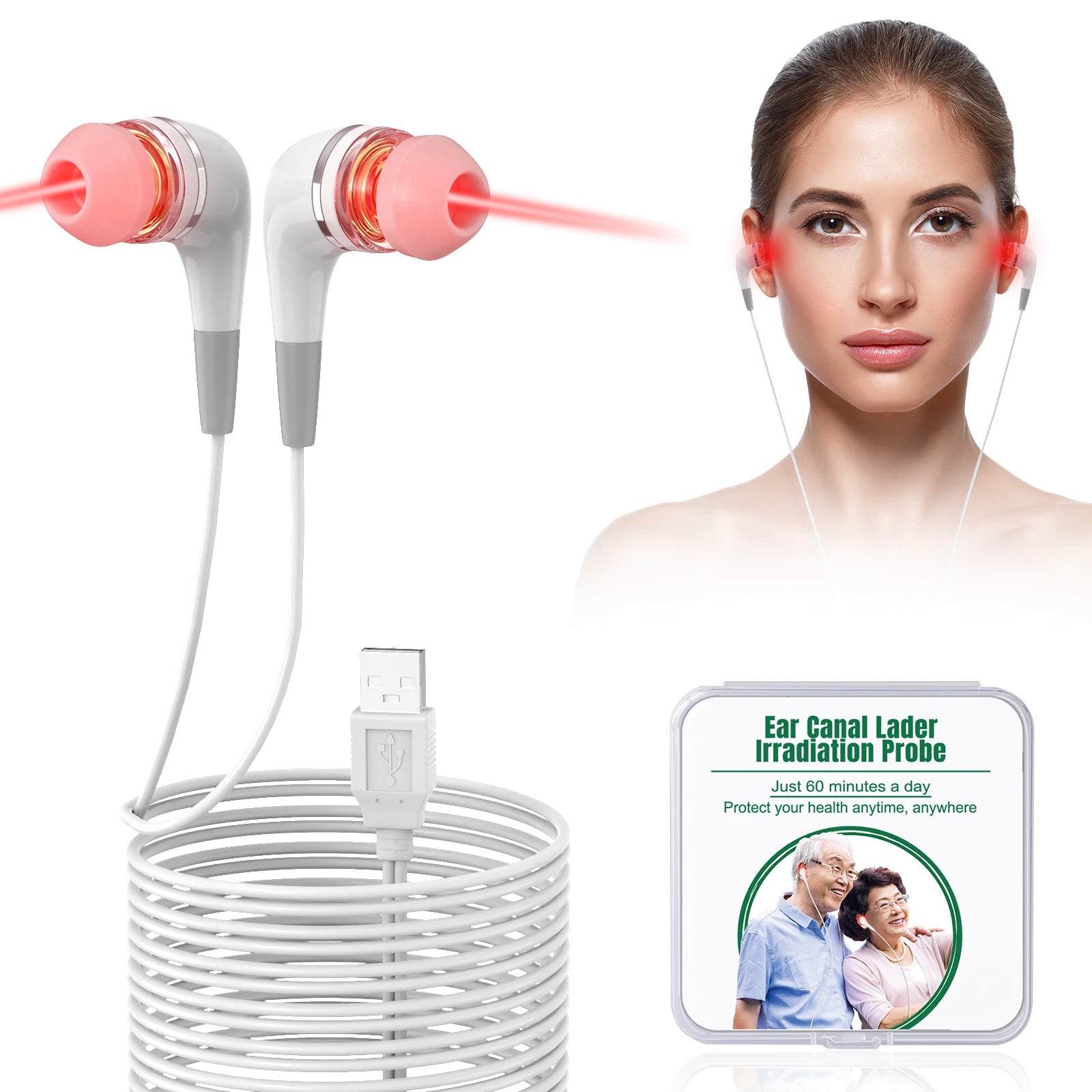 Tinnitus Ear Laser Therapy 650nm LLLT Irradiation Laser Physiotherapy Earplug Otitis Media Deafness  Hypertension Treatment - Path to Self-Improvement