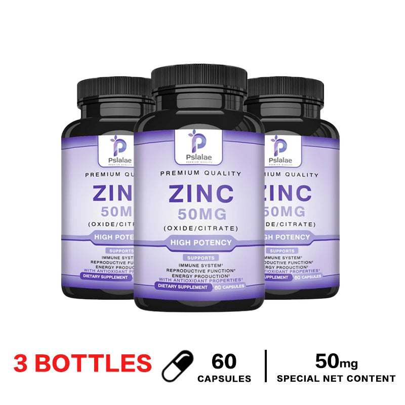Zinc Supplements - Promotes Energy Production, Supports Immune System and Overall Health