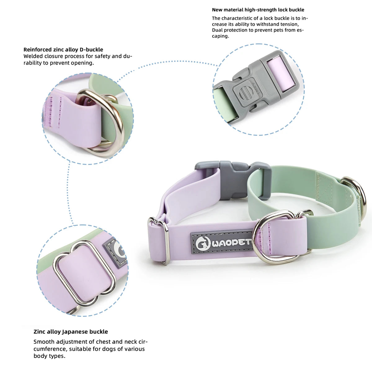 WAOPET PVC Waterproof Dog Collar for Large Medium and Small Dogs - Path to Self-Improvement