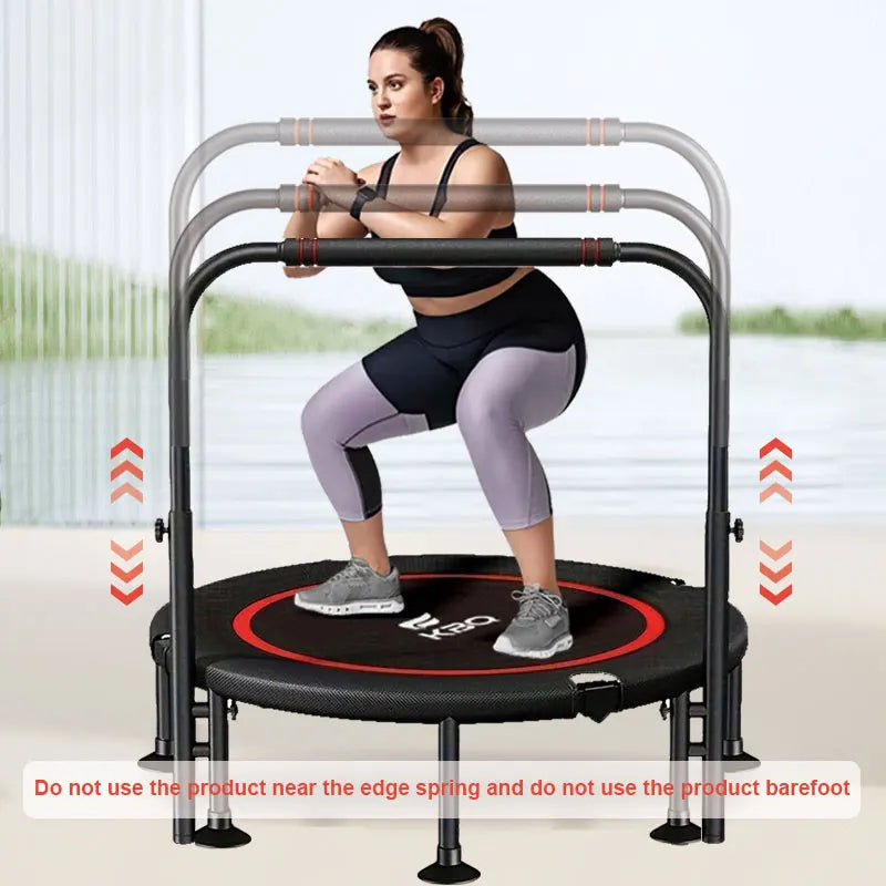 48in silent trampoline with adjustable handle, fitness trampoline, bungee jumping aerobic trainer, suitable for adult exercise - Path to Self-Improvement