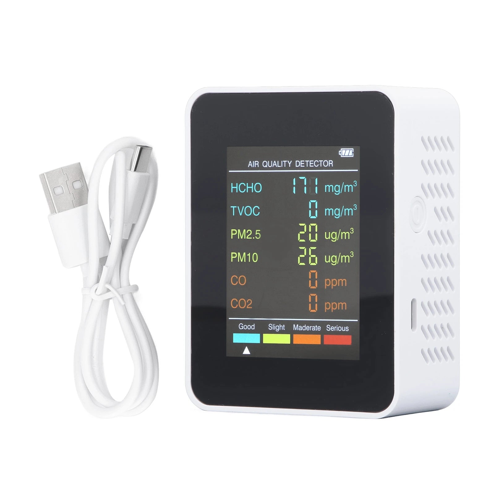 Air Quality Monitor Portable LCD Backlight Screen CO2 TVOC HCHO PM2.5 PM10 Detector with Alarm Indoor CO2 Monitor Air Monitor - Path to Self-Improvement