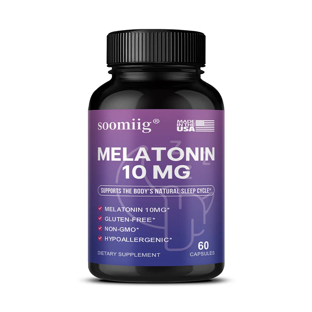 Melatonin 10mg Supplements - Promote Sleep Quality & Alertness, Help Deep Sleep, Non-GMO, Gluten-free