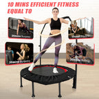 48-Inch Trampoline Foldable Fitness Trampoline Rebounder With Adjustable Handrail Bearing Max 330 lbs Outdoor Children Adults - Path to Self-Improvement