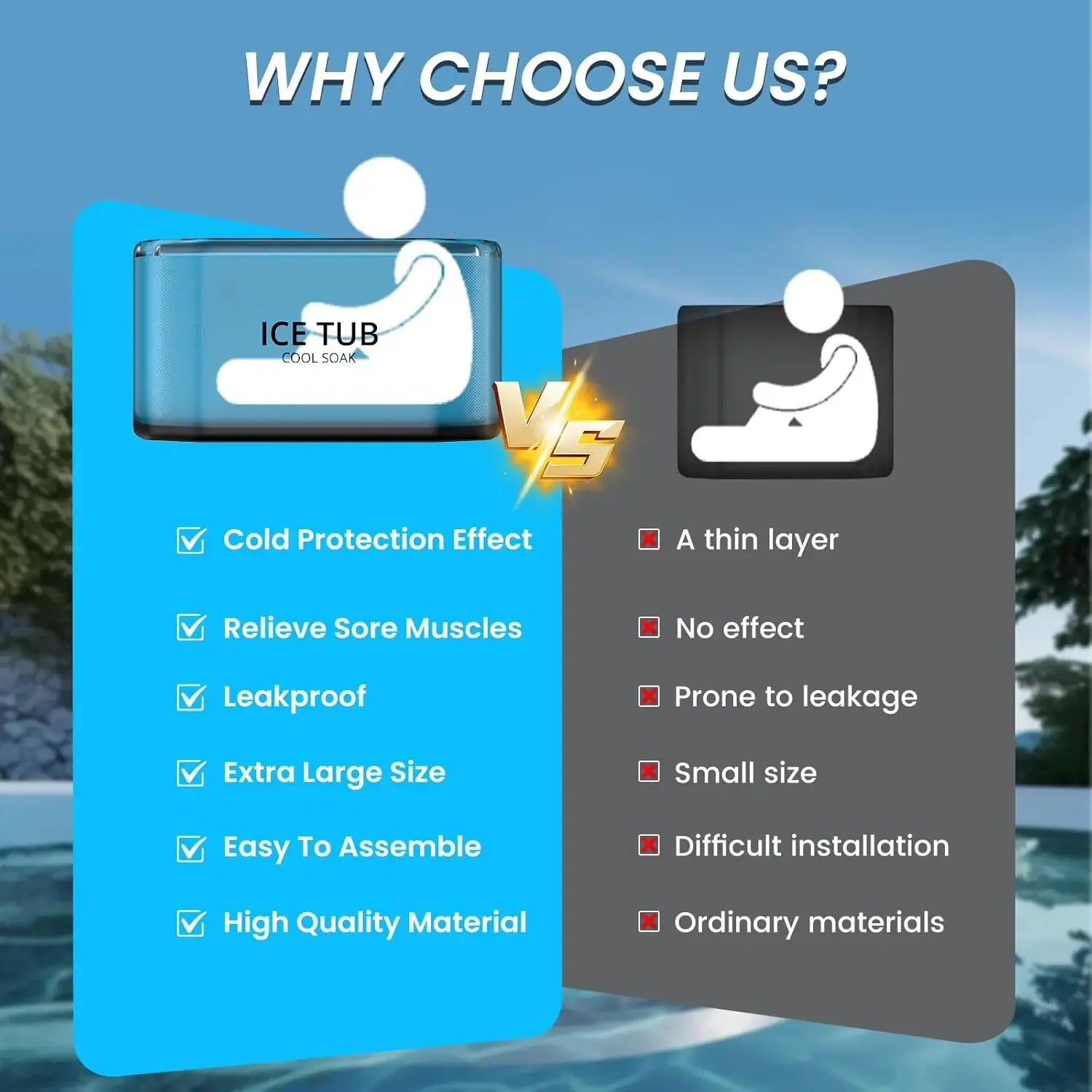 235 Gal Inflatable Cold Plunge Tub with Insulated Lid - Cold Water Therapy XXL Ice Bath Tub for Athletes Compatible Water Chiller