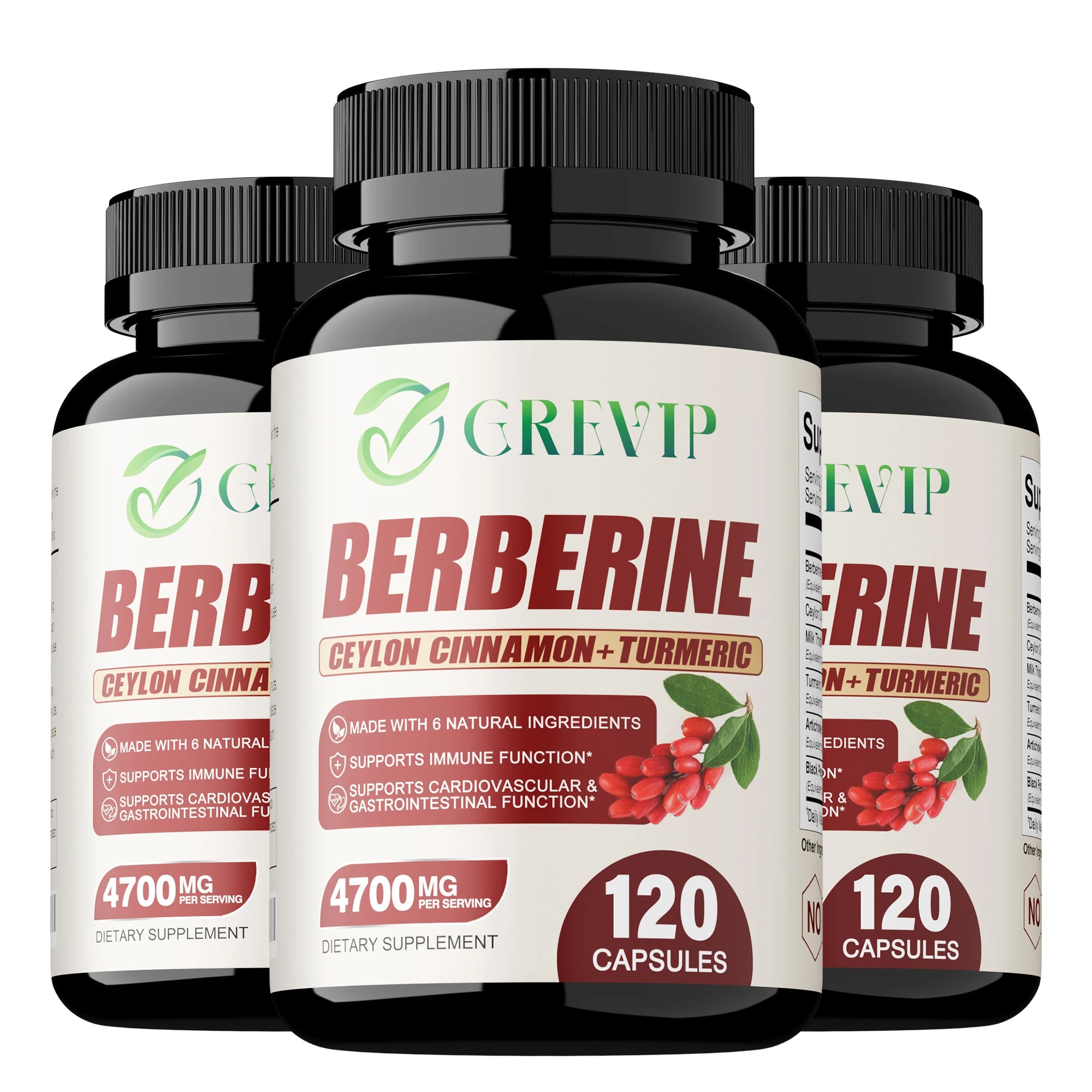 Berberine Capsules - Supports Immune Function, Promotes Cardiovascular Health, Energy Metabolism, and Improves Digestion