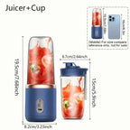 1pc USB Rechargeable Portable Blender - Dual-Cup ,Compact & Durable, Includes Carry Strap, Ideal for Smoothies and Breakfast