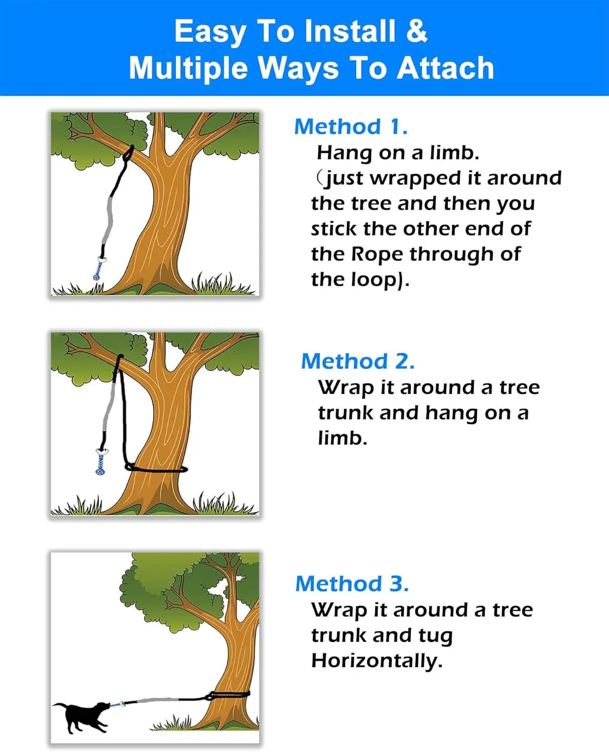 Outdoor Bungee Tug Toy, Dog Toy Hanging from Tree for Small to Large Dogs, Interactive Exercise Play Cord & Tether with Chew Rop - Path to Self-Improvement