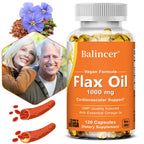 Flax Oil Supplement - with Omega-3, EPA, DHA and Vitamin D, Benefits Brain and Heart Health, Improves Skin Health
