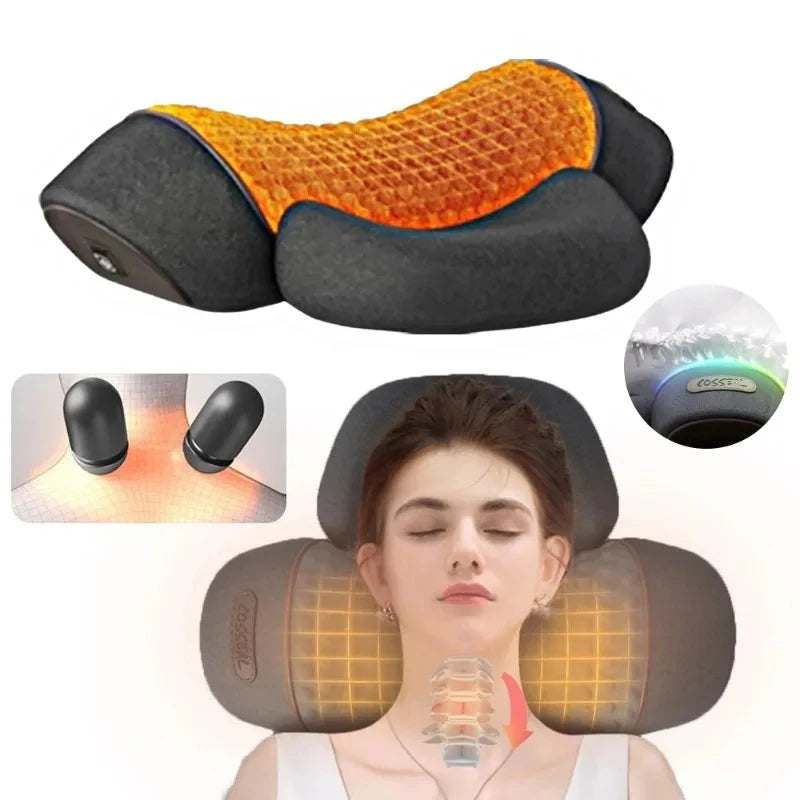Electric Neck Massager Cervical Pillow Hot Compress Neck Stretch Heating Vibration Neck Shoulder Massage Pillow Back Traction - Path to Self-Improvement