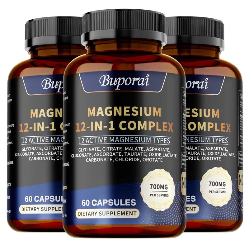 Magnesium Complex Capsules - Bone & Heart Health Supplement, Glycine, Citrate, Malate, Aspartate, Gluconate, Ascorbate, Taurine