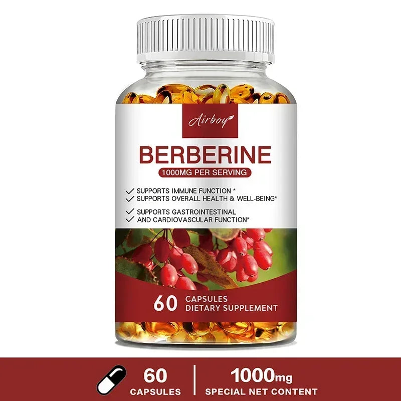 Berberine Capsules - Support Overall Health and Immune Function, Promote Digestion, Enhance Energy, Anti-oxidant and Anti-aging
