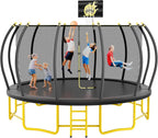 16FT Round Trampoline with Basketball Hoop for Kids Adults Outdoor Recreational Trampoline with Ladder and Safety - Path to Self-Improvement