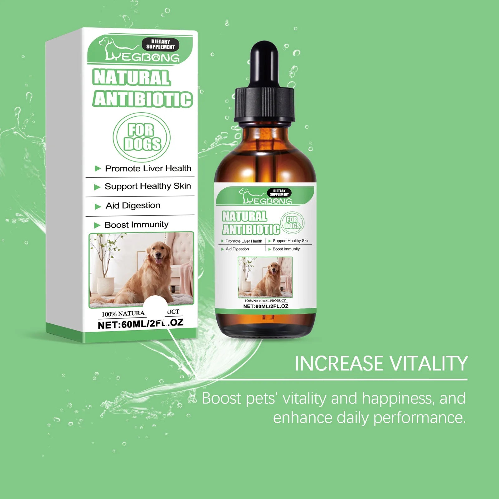 60ml Dog Health Supplement Drops - Promotes Healthy Skin, Improves Digestion and Strengthens Immunity - Path to Self-Improvement