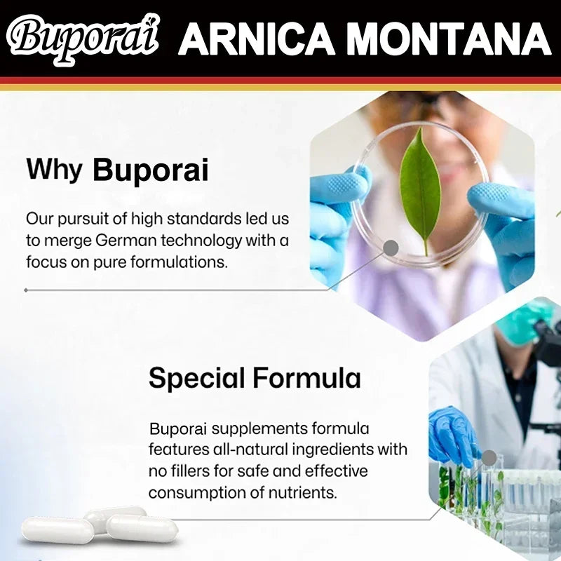 Arnica Montana Capsules - Suitable for Bruises and Swelling, Relieves Pain, Improves Mood, and Boosts Immunity - 120 Capsules - Path to Self-Improvement