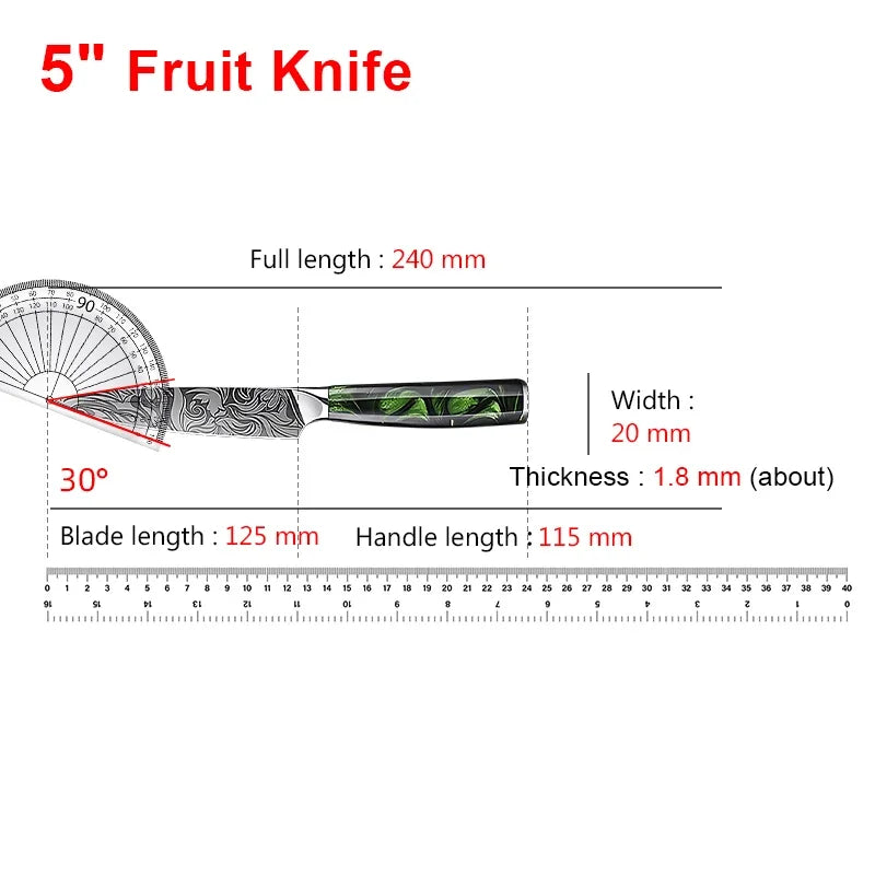 Damascus Pattern Chef Knife - Professional Kitchen Knife Set - Path to Self-Improvement