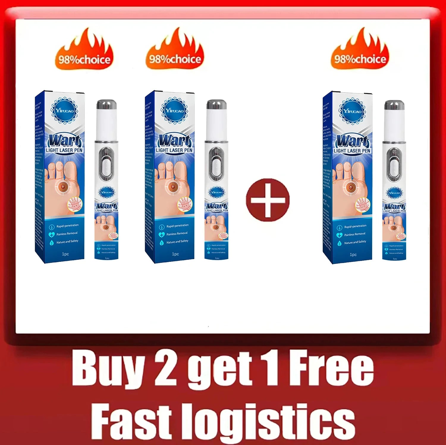 Quick and painless removal of warts, the latest generation blue light laser pen, hot-selling package - Path to Self-Improvement