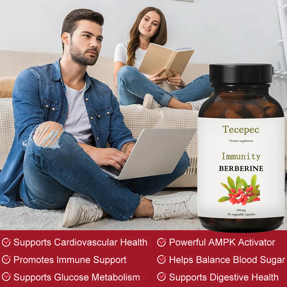 Berberine HCl Capsules, Supports Glucose Metabolism, Digestive Health, Promotes Immune Support, Helps Balance Blood Sugar