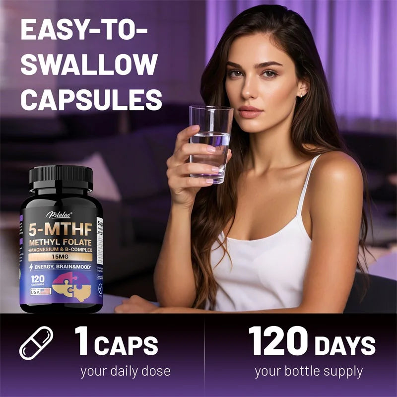 5-MTHF Methylfolate Supplement - Energy, Brain and Mood Support, Enhances Memory, Focus and Clarity, Boosts Cognitive Function
