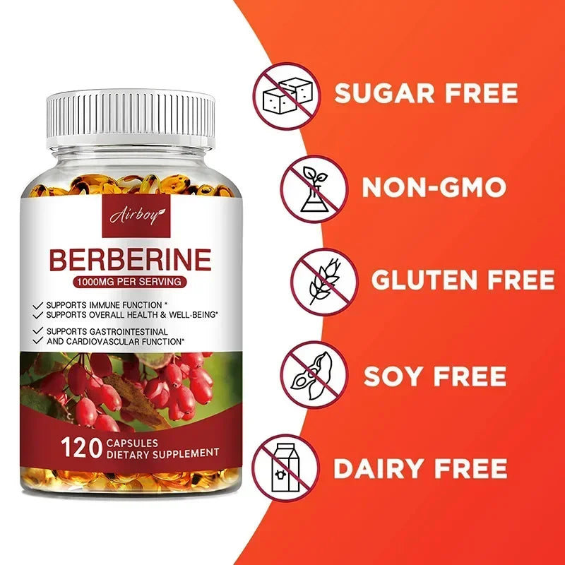 Berberine Capsules - Support Overall Health and Immune Function, Promote Digestion, Enhance Energy, Anti-oxidant and Anti-aging