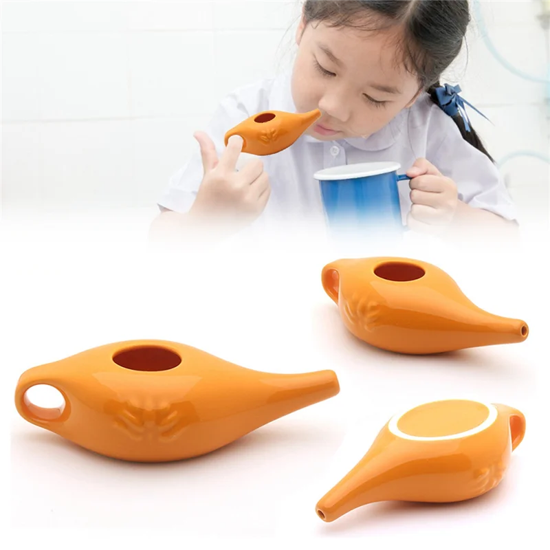 250Ml Ceramic Neti Pot Nose Cleaning Pot Leakproof Spout Pot for Nasal Rinsing Nose Washing Men and Women,White - Path to Self-Improvement