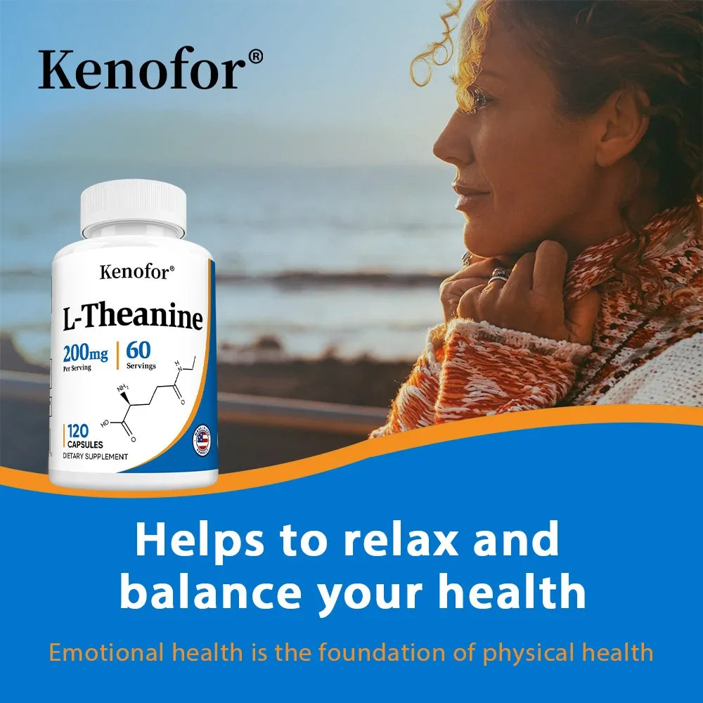 L-Theanine 200 Mg, Extra Strength Theanine Supplement – Focus and Relaxation Support, Improved Sleep, Non-GMO and Gluten-Free