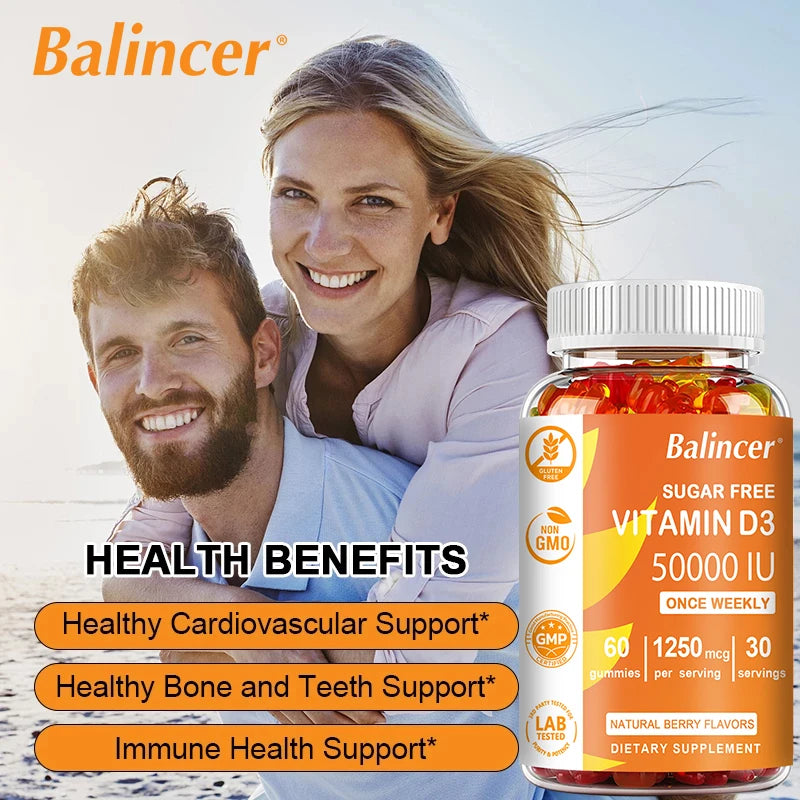High Potency Vitamin D3 50,000 IU - Immune Support, Bone, Teeth, Heart and Nerve Health, Antioxidant - Gluten-Free, Non-GMO - Path to Self-Improvement