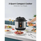 7-in-1 Small Electric Pressure Cooker with Slow Cooker Steamer Saute Sous Vide Warmer and Multi-Cooking Functions for Home Kitc