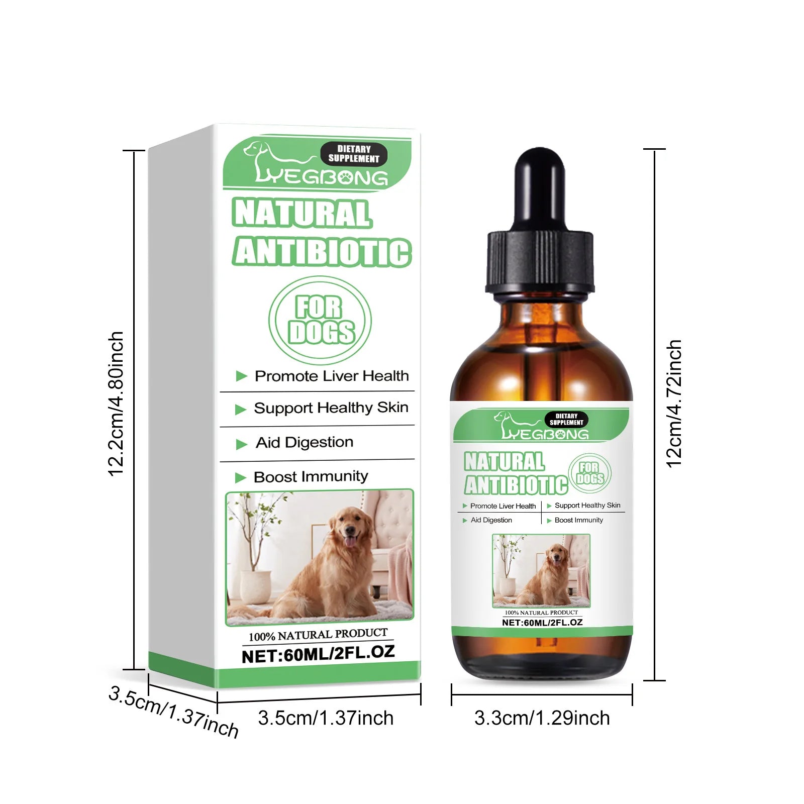 60ml Dog Health Supplement Drops - Promotes Healthy Skin, Improves Digestion and Strengthens Immunity - Path to Self-Improvement