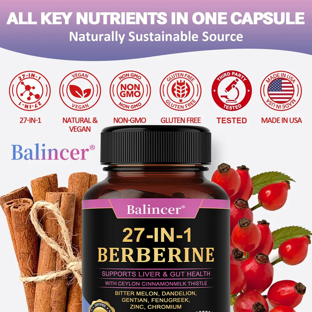 Berberine Dietary Supplement - with Ceylon Cinnamon,Metabolism, Healthy Weight Management, Circulatory Health,Immune System