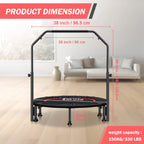 48-Inch Trampoline Foldable Fitness Trampoline Rebounder With Adjustable Handrail Bearing Max 330 lbs Outdoor Children Adults - Path to Self-Improvement