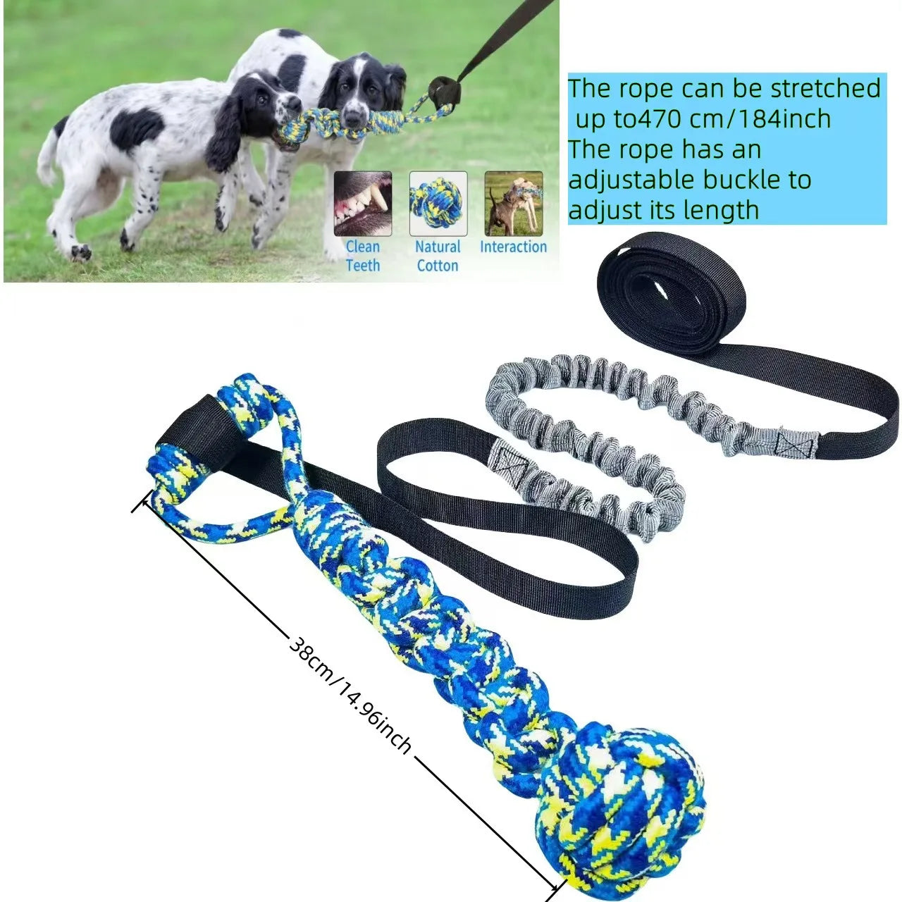 Outdoor Bungee Tug Toy, Dog Toy Hanging from Tree for Small to Large Dogs, Interactive Play Cord & Tether with Chew Rope - Path to Self-Improvement