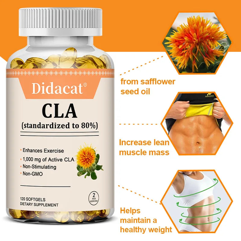CLA Supplement 1000mg, 80% Active Conjugated Linoleic Acid for Women and Men, Support Weight Management & Fitness Goals, Non-GMO