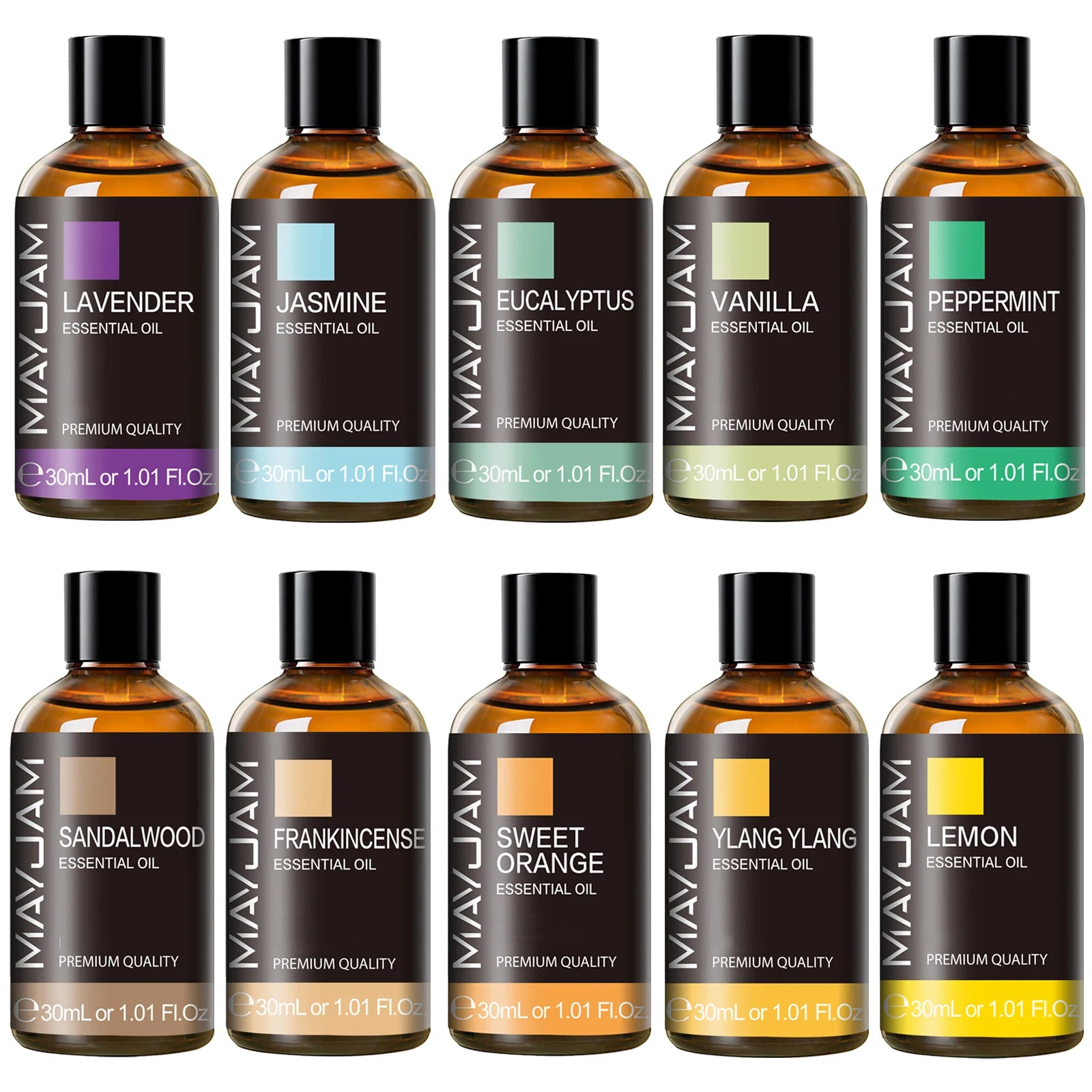 MAYJAM 1PCS 30ML Aromatherapy Essential Oil Lavender Vanilla Jasmine Eucalyptus Peppermint Aroma Oil for Diffuser Candle Soap - Path to Self-Improvement