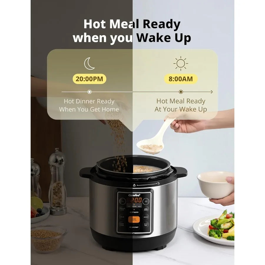 7-in-1 Small Electric Pressure Cooker with Slow Cooker Steamer Saute Sous Vide Warmer and Multi-Cooking Functions for Home Kitc