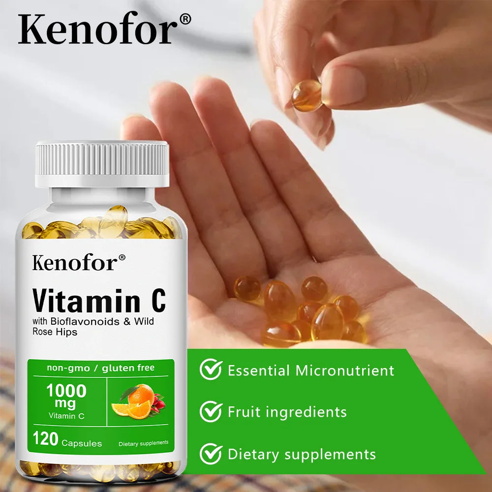 Vitamin C 1000 Mg - with Citrus, Rosehip, Immune Support, Collagen Production, Skin Health, Antioxidant, 120 Capsules - Path to Self-Improvement