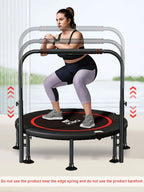 48in silent trampoline with adjustable handle, fitness trampoline, bungee jumping aerobic trainer, suitable for adult exercise - Path to Self-Improvement