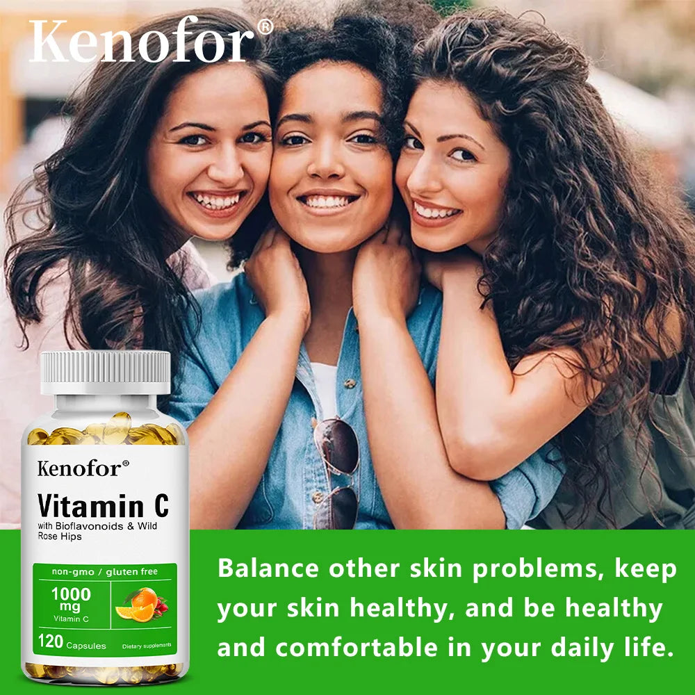 Vitamin C 1000 Mg - with Citrus, Rosehip, Immune Support, Collagen Production, Skin Health, Antioxidant, 120 Capsules - Path to Self-Improvement