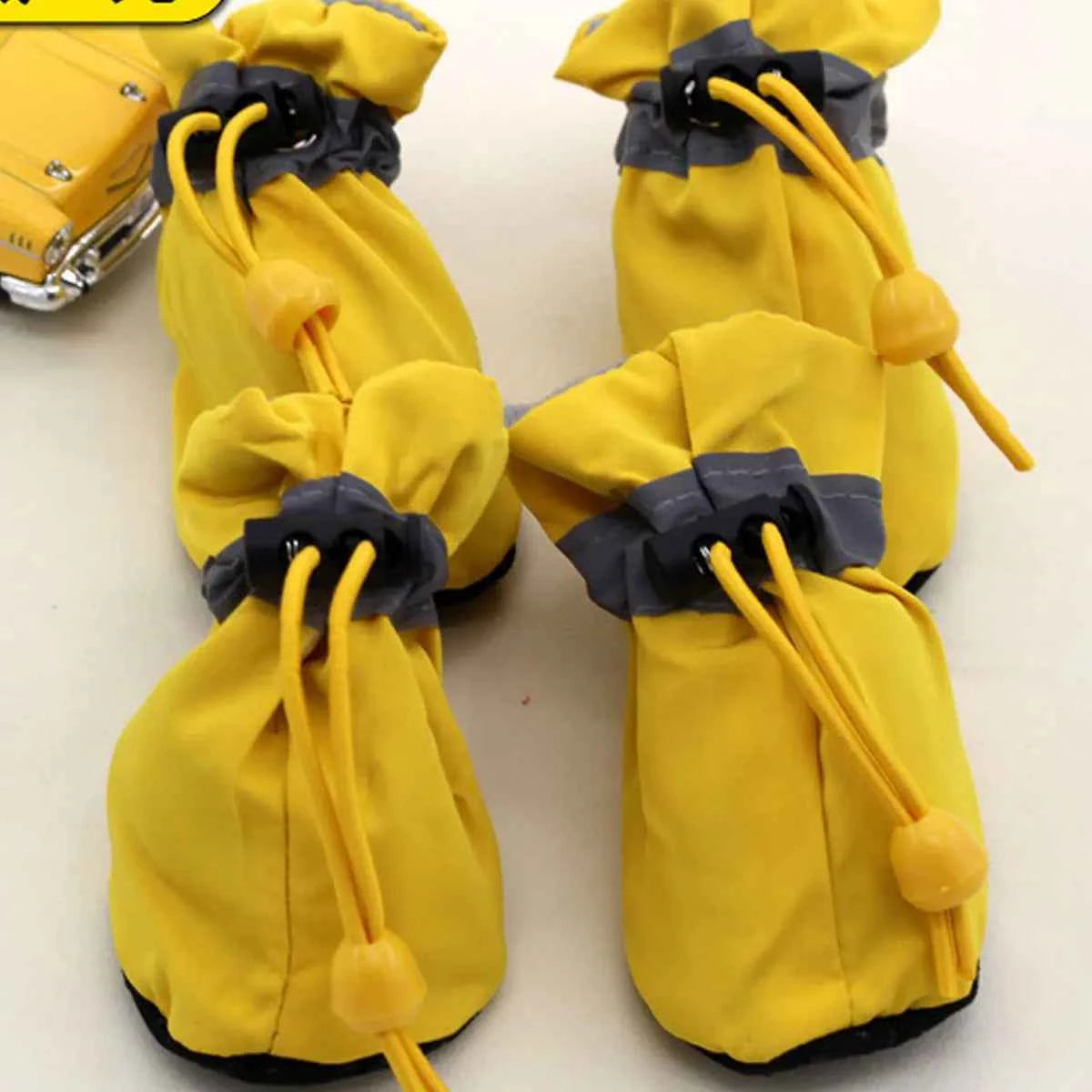 Pet Winter Shoes Cat & Dog Boots Paw Protectors, Fleece Warm Snow Booties for Puppy with Reflective Strip Anti-Slip Rubber