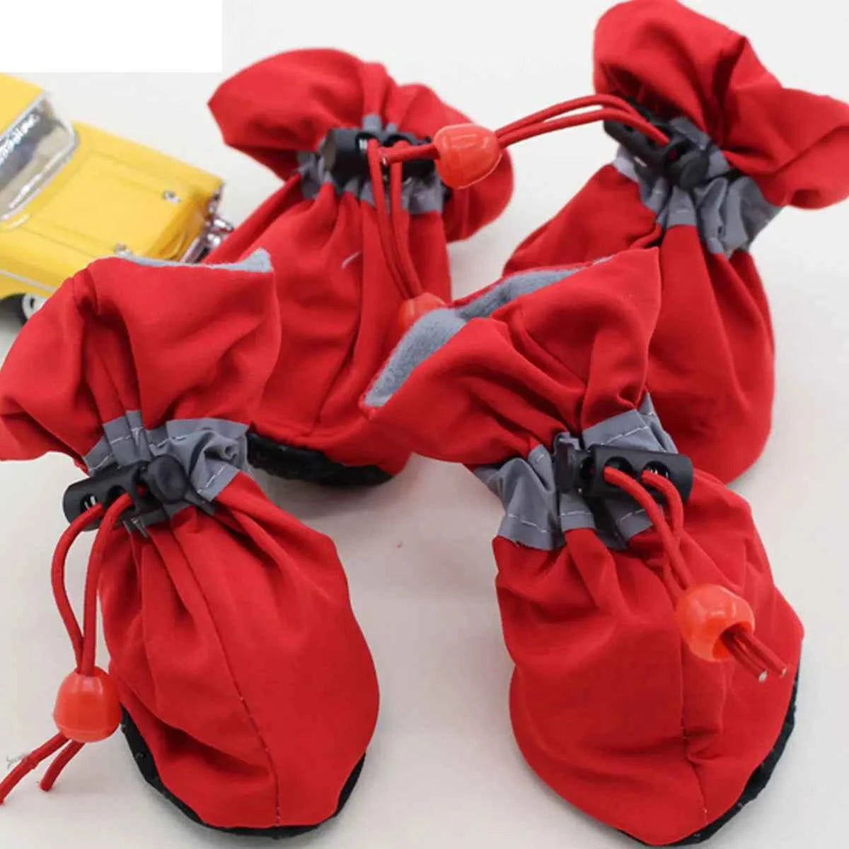 Pet Winter Shoes Cat & Dog Boots Paw Protectors, Fleece Warm Snow Booties for Puppy with Reflective Strip Anti-Slip Rubber