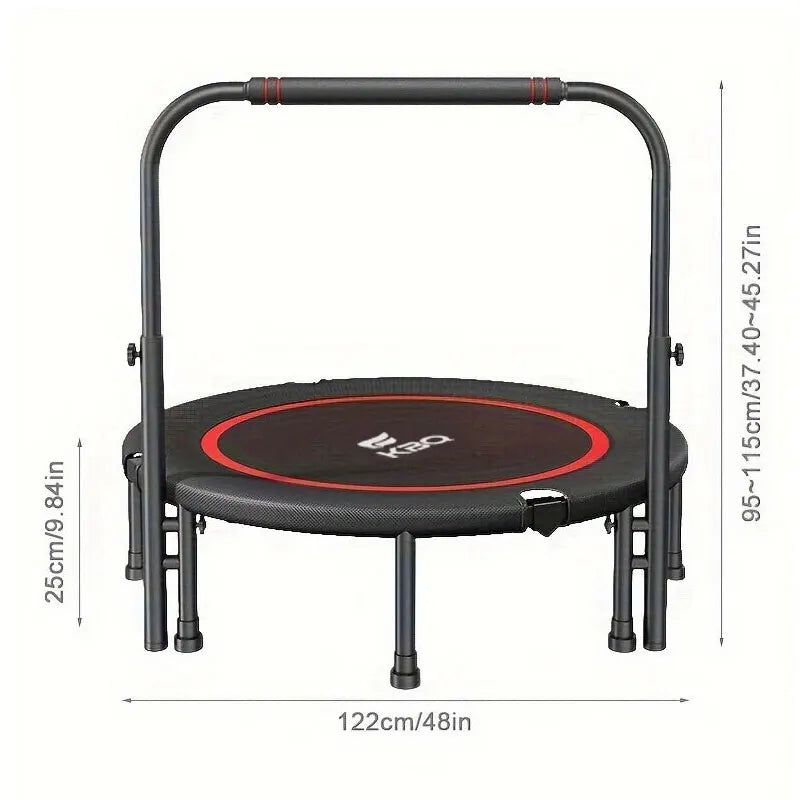 48in silent trampoline with adjustable handle, fitness trampoline, bungee jumping aerobic trainer, suitable for adult exercise - Path to Self-Improvement