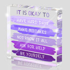 Mental Health “It is Okay to...” Desk Sign - 4x4 Inch Purple Acrylic Affirmation Decor for Women, Therapy Office Decor