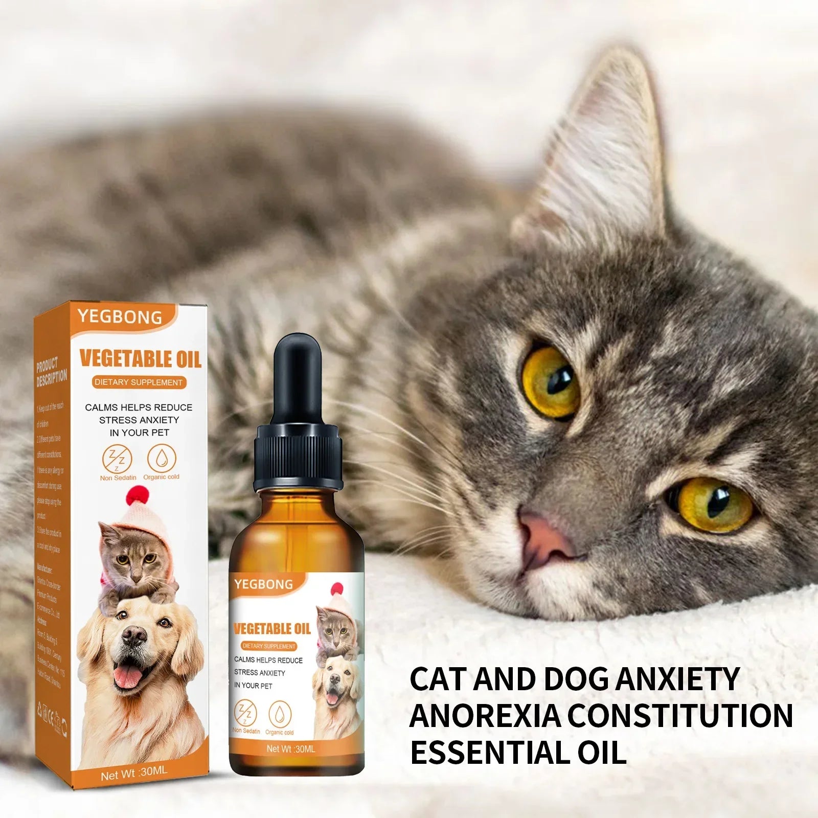 Natural Organic Calming Drops - Pet Anxiety Relief Blend Essential Oil For Dogs Cats - Path to Self-Improvement