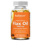 Flax Oil Supplement - with Omega-3, EPA, DHA and Vitamin D, Benefits Brain and Heart Health, Improves Skin Health