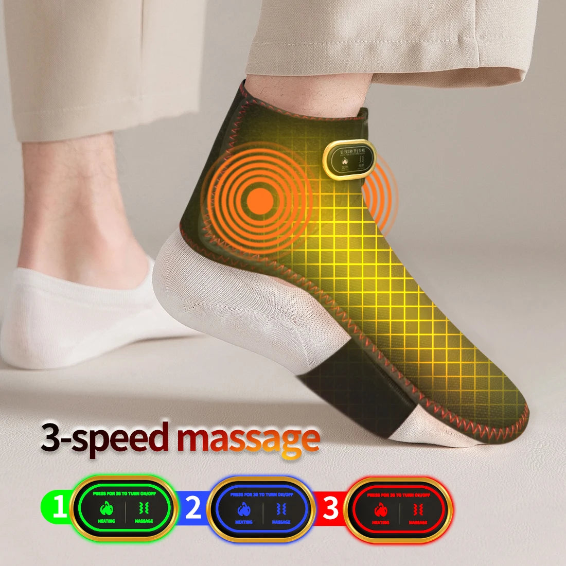 Wireless Ankle Heating Pad Electric Vibration Massage Heated Foot Hand Wrap for Wrist Ankle Rechargeable Heating Wristband Brace - Path to Self-Improvement