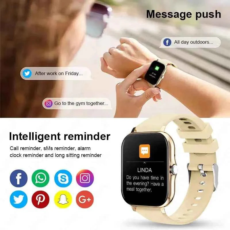 2025 New Smart Watch Bluetooth Call Music Heart Rate Blood Pressure Monitor Smartwatch for Women Men Holiday Gifts