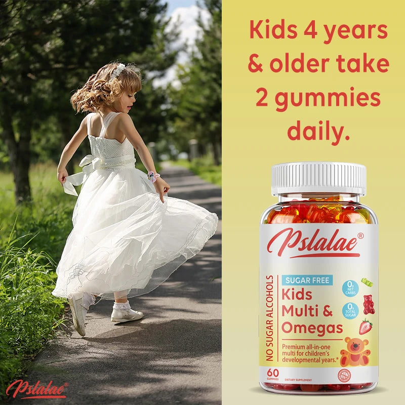 Children's Gummy Vitamins - with Vitamins C, D, B6 and Zinc, Flaxseed Oil Omega 3 To Support Children's Development - Path to Self-Improvement