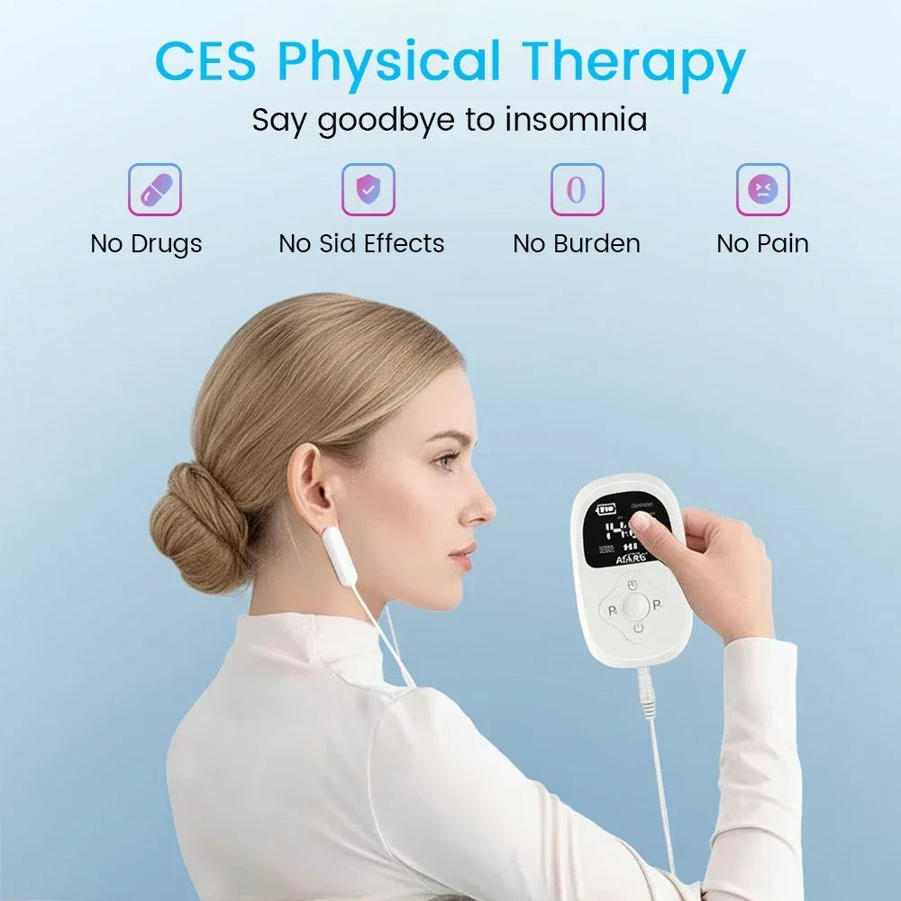 CES Insomnia Device Anxiety Head Pain Cranial Sleep Aid Device Clip Ear Fast Sleep Eelectrotherapy  Instrument