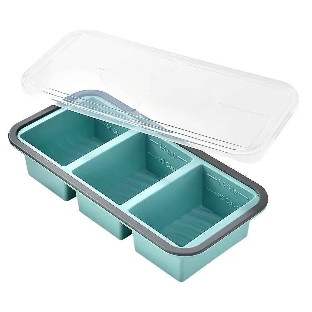 1pc Silicone Freezer Tray with Lid, Perfect for Storing Lasagna, Leftovers, Sauce, Silicone Freezer Mold for Meal Prepping